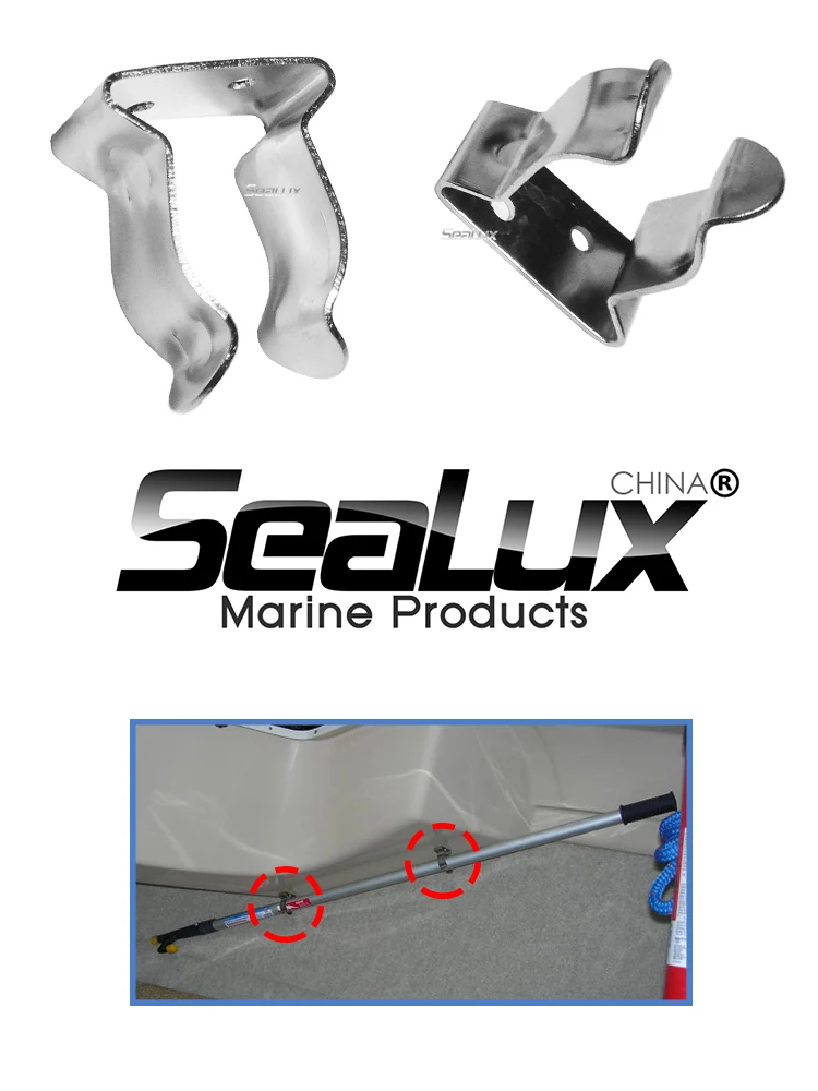 Sealux 1 Stück 301 Edelstahl Verstellbare Federklemme, Bootshakenhalter, Marine-Hardware für Yacht, Kanu, Fischereifahrzeug – Detail 1