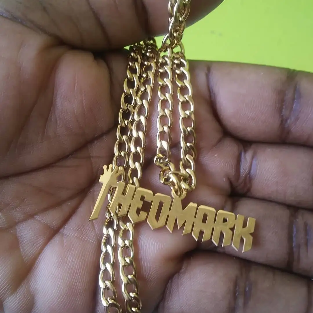 DOREMI Cuban Chain Custom Name Necklace  Iced out Personalized Name Necklaces for Women Stainless Steel Custom Jewelry