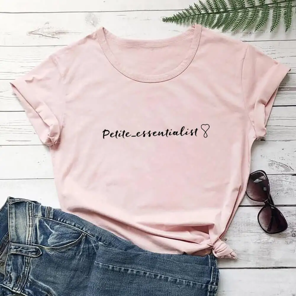 

Petite Essentialist 100%Cotton Women T Shirt Cool Girls Funny Summer Casual O-Neck Short Sleeve Top Holiday Tee Gift for Her