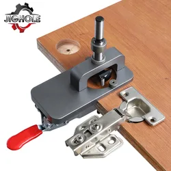 35mm Hinge Boring Jig Kit Aluminum Alloy Hole Opener Template Woodworking Hole Puncher Drilling Guide Locator for Door Cabinets