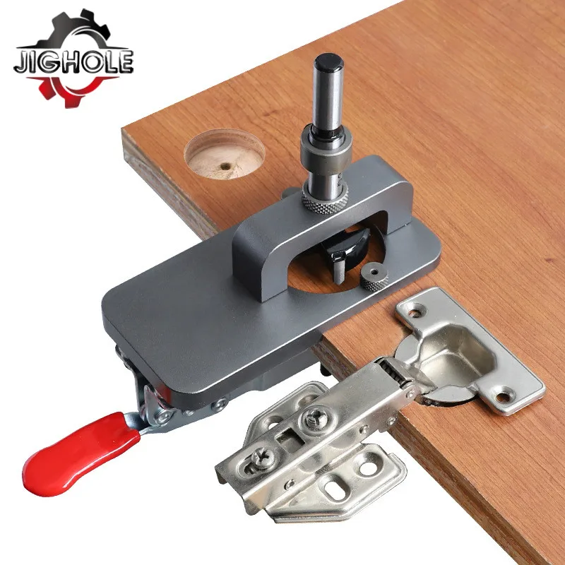 35mm Hinge Boring Jig Kit Aluminum Alloy Hole Opener Template Woodworking Hole Puncher Drilling Guide Locator for Door Cabinets