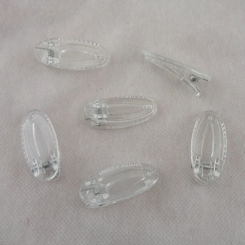 Pinces à cheveux épaisses ovales transparentes pour enfants, pinces crocodiles en plastique, accessoires pour cheveux, épingles à cheveux pour boutique de bricolage, 1.8cm x 4.0cm, 30 pièces