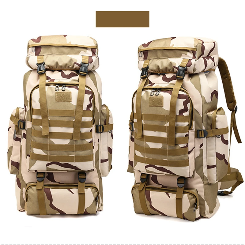 

80L Large Capacity Outdoor Camo Tactical Backpack Wear-resistant Waterproof Oxford Rucksack Hiking Travel Sports Climbing Bags