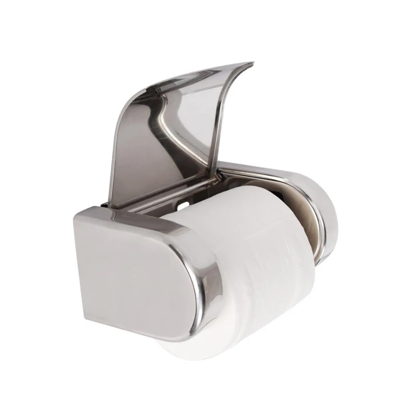 Newly Modern Style Bathroom Toilet Paper Holder Stainless Steel Tissue Holder Rack Chrome Polished Waterproof Box Wall-mounted