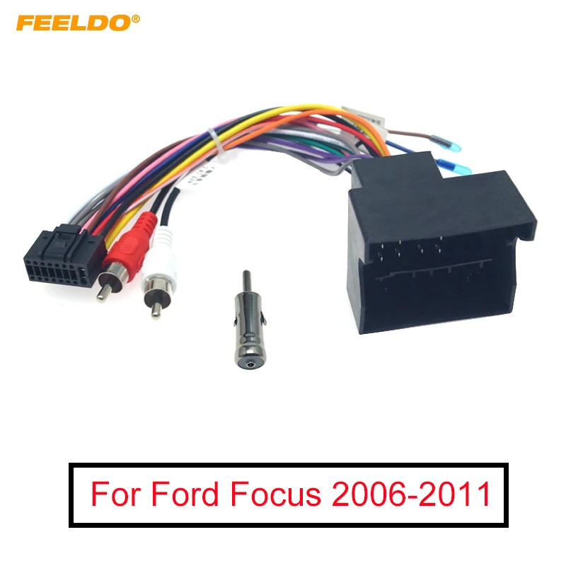 

FEELDO 1PC Car Audio DVD Player 16PIN Android Power Cable Adapter with FM Plug For Ford Focus 06-11 Radio Wiring Harness