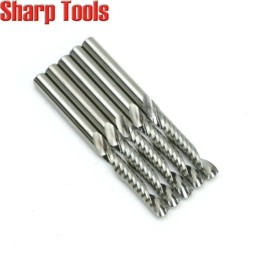 

4mm Shank Single Flute Tungsten Carbide Milling Cutter Tool Spiral Router Bit 5pc Engraving Cutters End Mill Set Acrylic CNC Bit