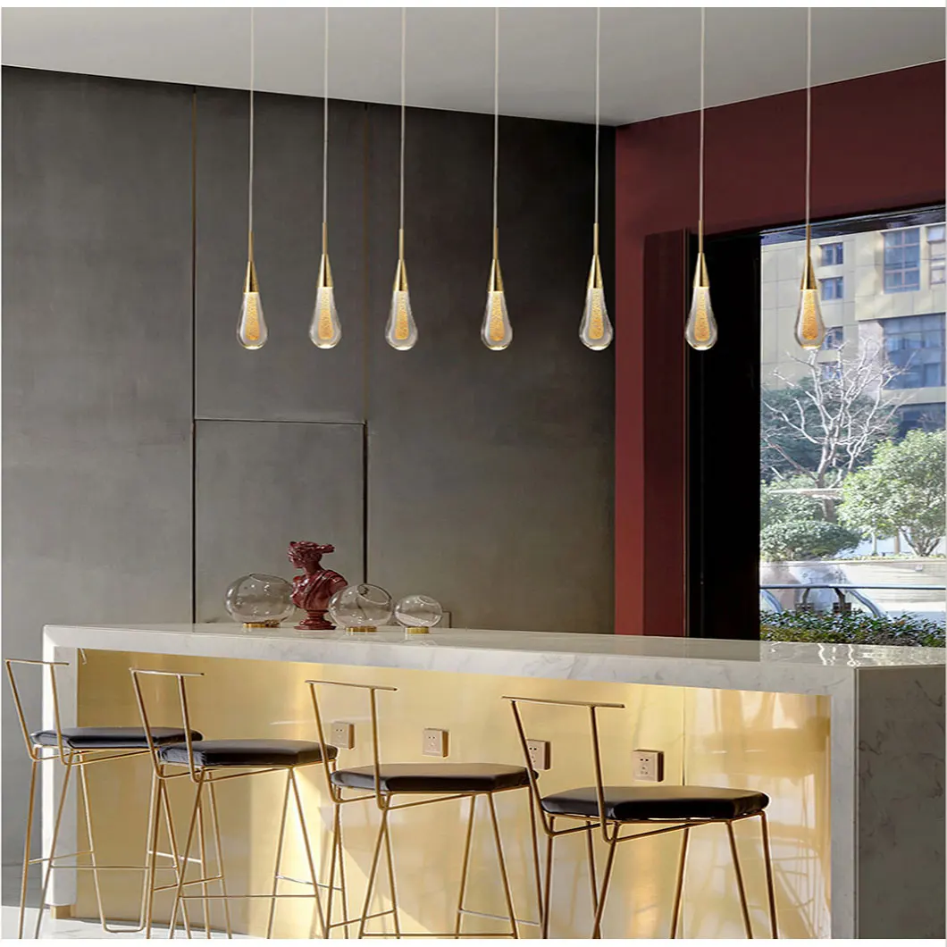 Modern Golden Luxury Crystal Pendant Lights Staircase Living Room Interior Decor Nordic Villa Pendant Lamp Bedroom Hanging Lamp