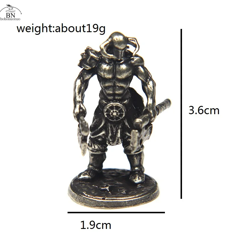White Copper Metal Solider Model Miniatures Figurine Vintage Strong Men Warrior Ornament Desktop Decoration Accessories Toy Gift