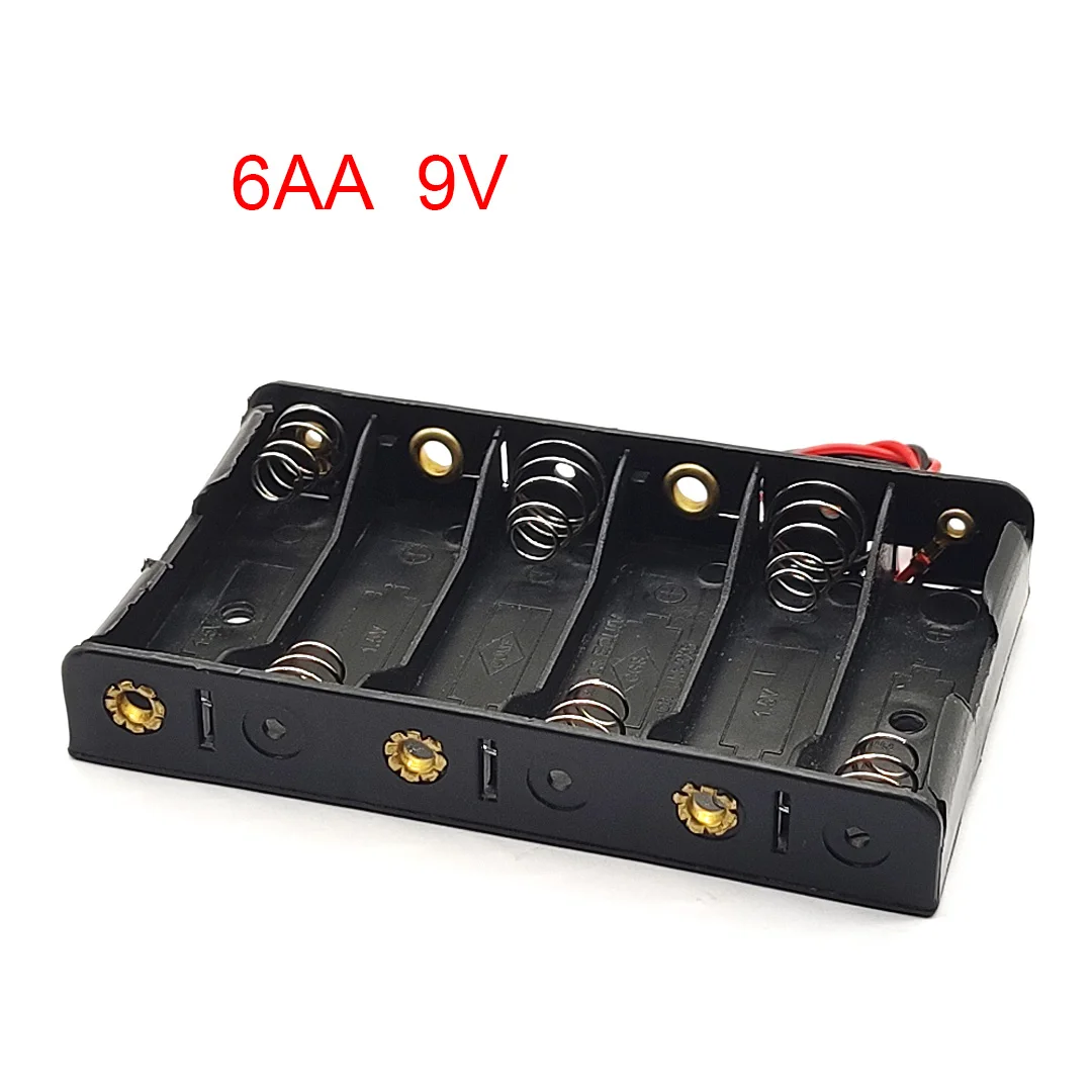 AA Battery Storage Case 6AA /5AA Battery Holder AA Battery Box Case With Cable 5/6 Slots Series 9V 7.5V DIY