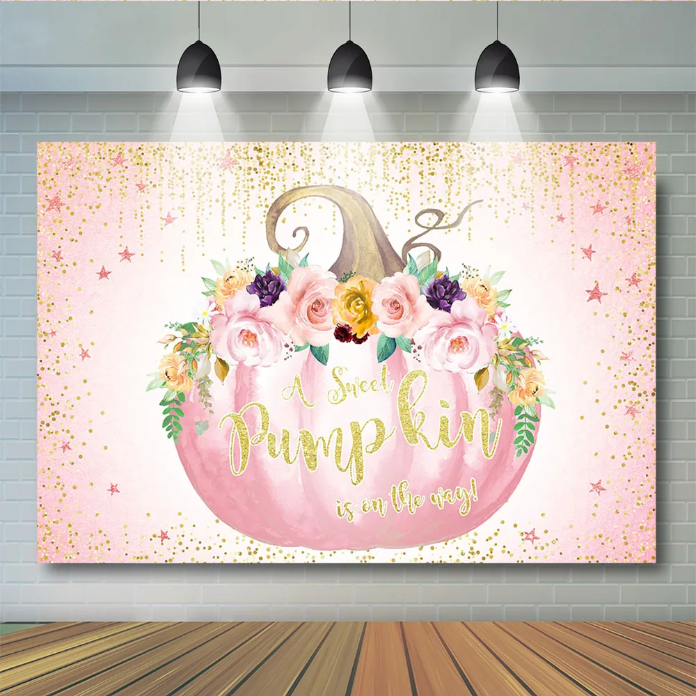 

Birthday Newborn Party Halloween Photography Birthday A Sweet Pumpkin Is On The Way Backdrop Pink Curtain Floral Star Photobooth