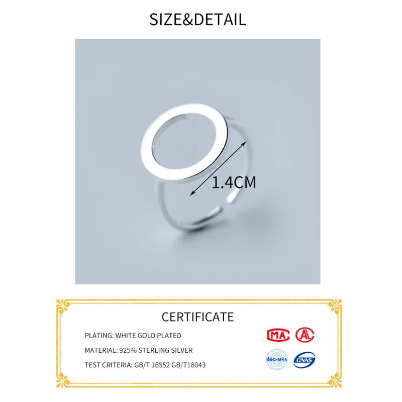 Echt 925 Sterling Silber Geometrische Hohle Runde Einstellbare Ring Minimalist Feine Schmuck Für Frauen Party Punk Zubehör