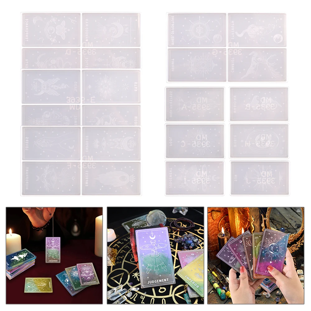 22PCS/Pack DIY Tarot Silicone Resin Mold UV Resin Epoxy Witch Divination Prophecy Crystal Casting Silicon Mould Party Game Craft