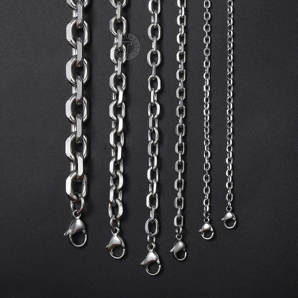 2.5/3/4/6/9mm Mens Stainless Steel Necklace Chain Silver Color Rolo Link Chains Necklaces for Men Jewelry Wholesale KNM31A