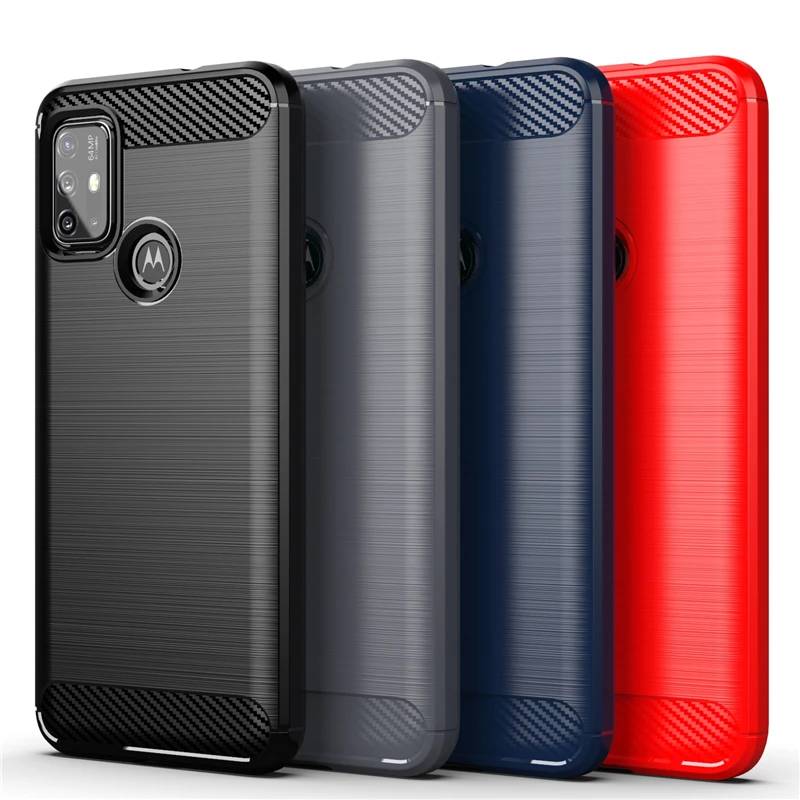 

For Motorola Moto G30 Case Moto G30 Cover Anti-knock Bumper Soft TPU Rubber Carbon Fiber Phone Back Case For Motorola Moto G30