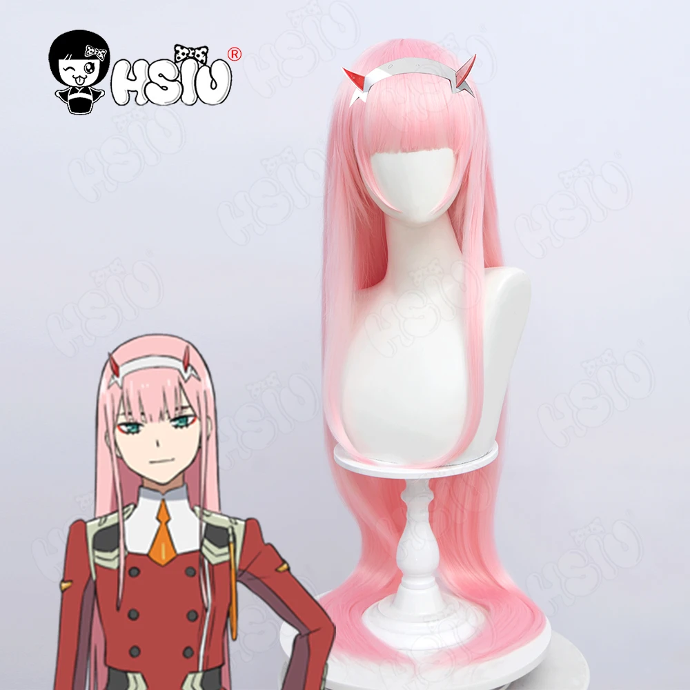 Zero dwa peruka do Cosplay DARLING in the FRANXX Anime 02 peruka do Cosplay 「 HSIU 」 peruka z włókna syntetycznego różowa długa peruka darmowa