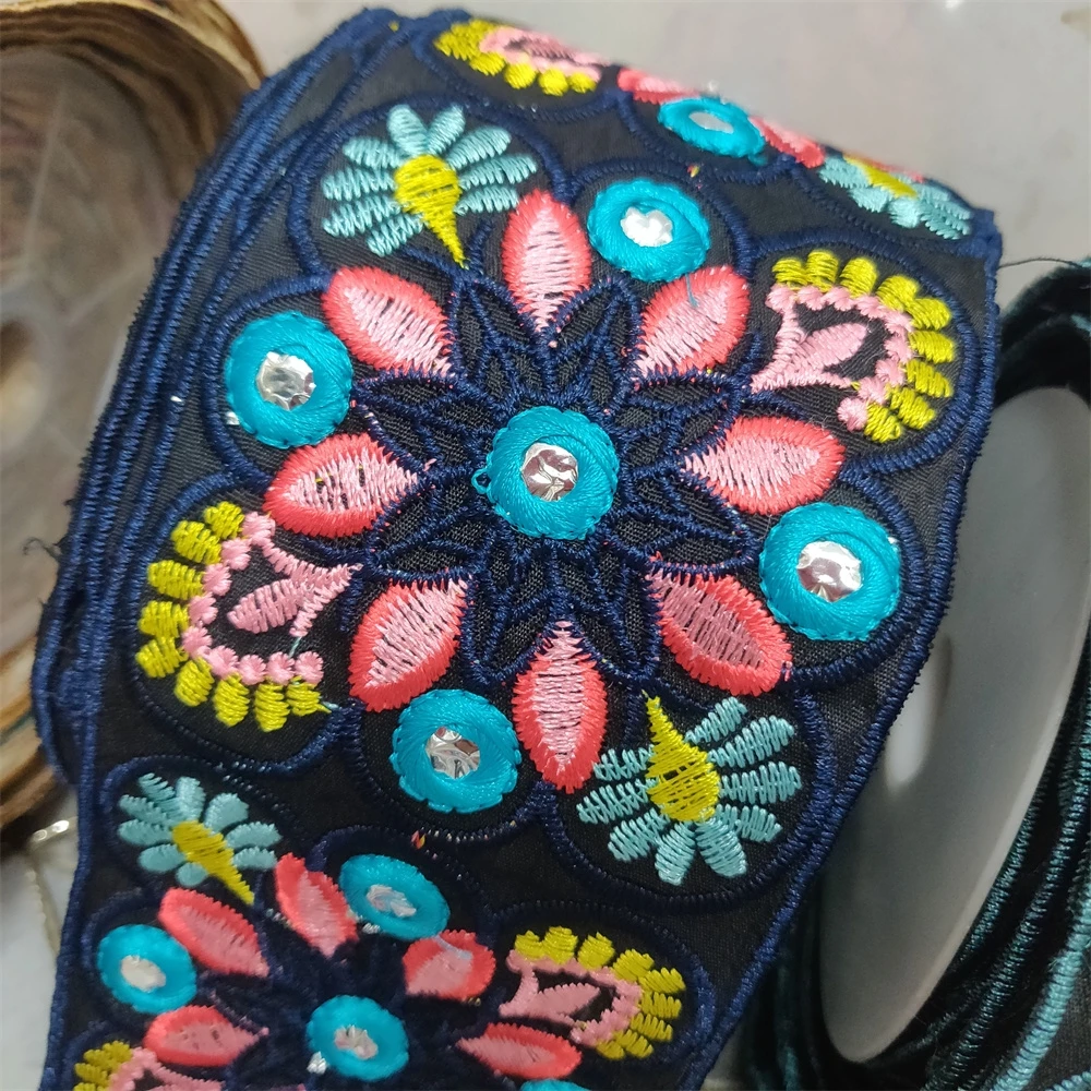 Cintas bordadas de 1 yarda, adornos florales de encaje, ropa de bricolaje, costura suiza para zapatos, bolsos, tocado, artesanía