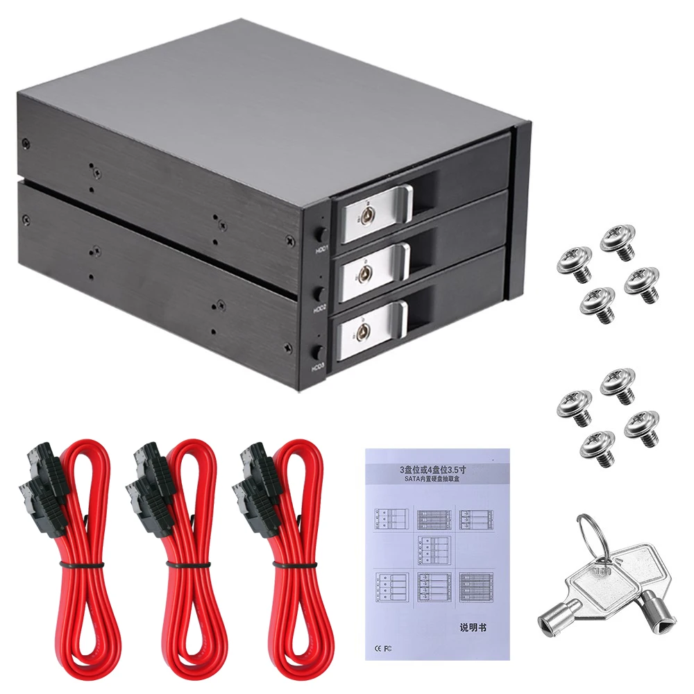 GloryStar 3*3.5 Inch Internal Hdd Mobile Rack Hard Drive Backplane Enclosure For 2*5.25\