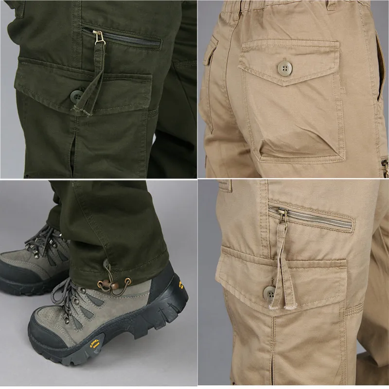 Men\'s Cargo Pants Tactical Multi-Pocket Overalls Male Sweatpants Combat Cotton Loose Long Trousers Army Work Straight Pants