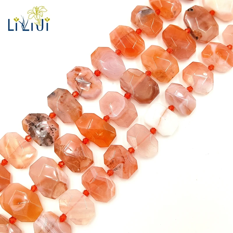 

LiiJi Unique Carnelians Agates Freefrom Facted Shape Stone Loose Beads About 14x18-15x22mm for DIY Jewelry Making about 39cm