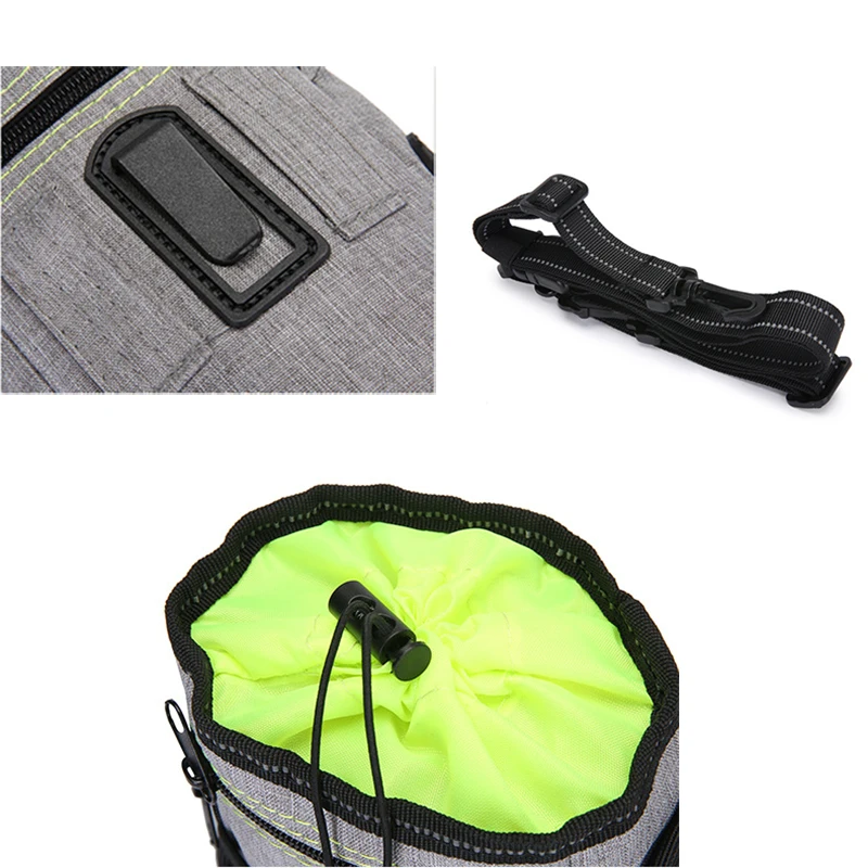 Multi-function Portable Dog Treat Bag Reflective Pet Outdoor Training Aid Bag Poop Bag Food Holder With Adjustable Waist Belt