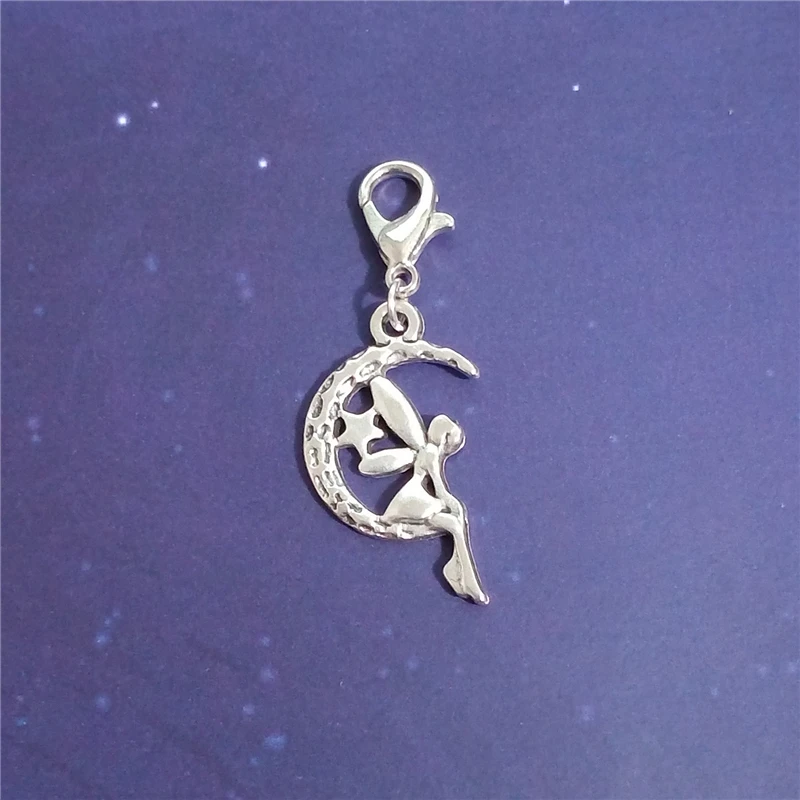 5 Pcs Antiek Zilver Kleur Fairy Charms Fairy Clip Op Charm Meisje Charme Rits Pull, Vooruitgang Marker