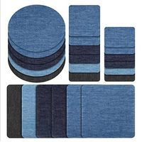 5PCS Dark Blue Rectangle Ellipse Sticky Hot Melt Glue Ironing Imitation Denim Pacthes for Repair Denim Jean Jacket Dress sleeve