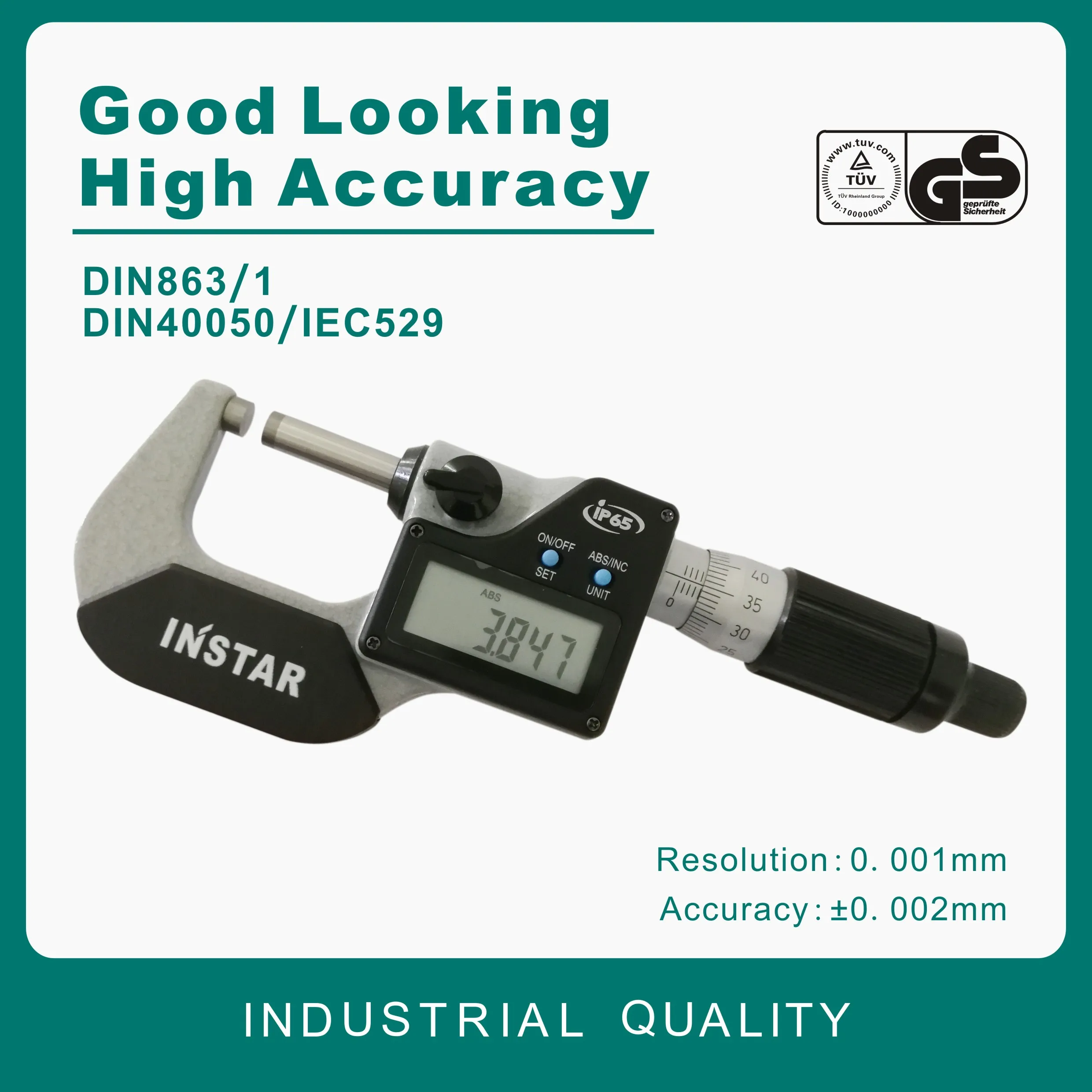 INSTAR Digital Micrometer IP65 Oil Proof 0-25mm 0.001mm DIN Standard Industrial Quality 25-50mm 50-75mm 75-100mm