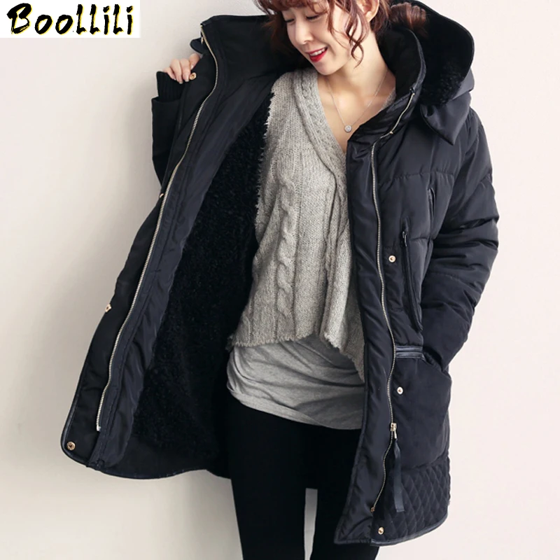 

Coat Boollili Winter Women Classic Design Parka Cotton Faux Lambswool Ultra Warm Hooded Coats Womens Winter Jackets and Coats