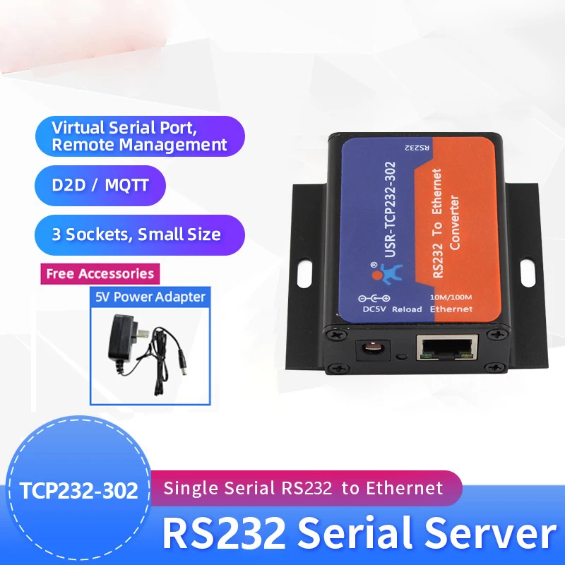 USR-TCP232-302 RS232 to Ethernet Converters UDP TCP IP Server to Client Module Support DHCP/DNS Built-in Webage Virtual COM