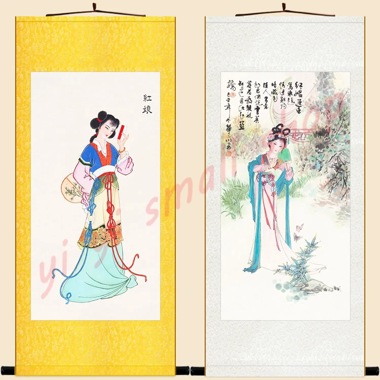 Portrait of matchmaker, romance of the West Chamber - matchmaker send invitation, silk scroll decorative painting