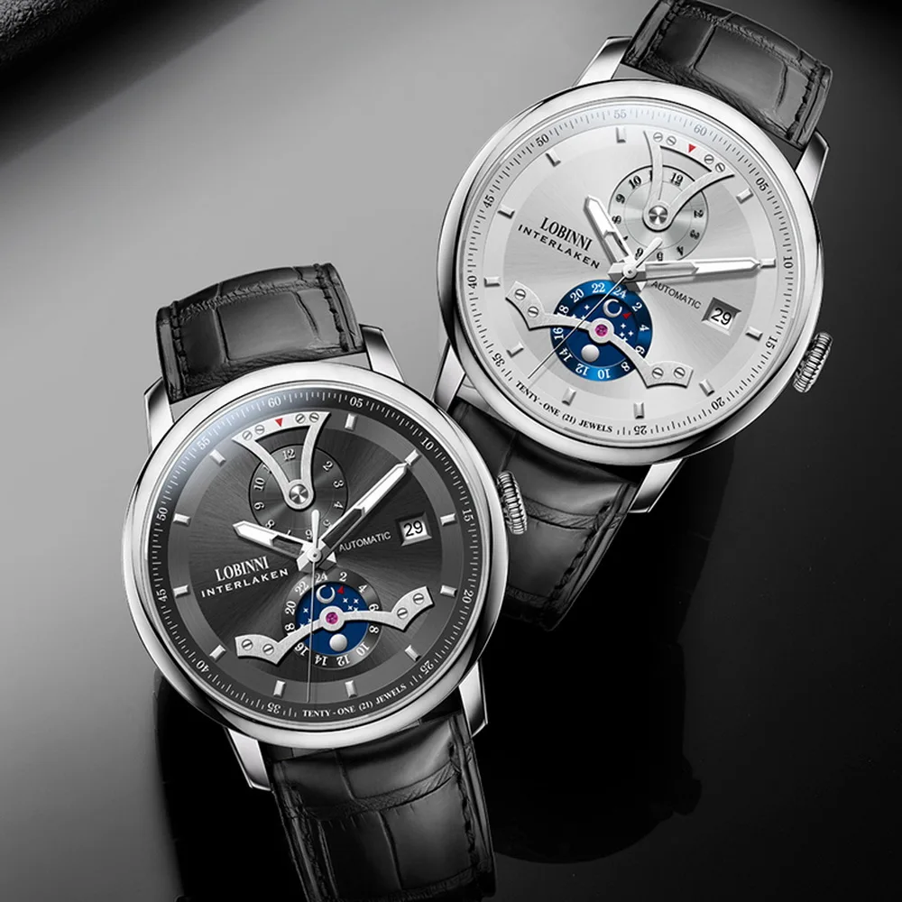 LOBINNI orologi di lusso da uomo, orologio automatico da uomo orologi da polso meccanici a carica automatica 50 m impermeabile orologio svizzero zaffiro