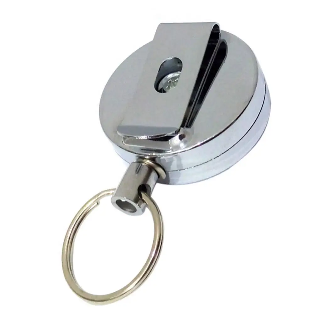 60cm Unisex Key Chain Stainless Steel with Back Clip Resilience Retractable Wire Rope Anti-lost Key Chain Ring Holder Finder