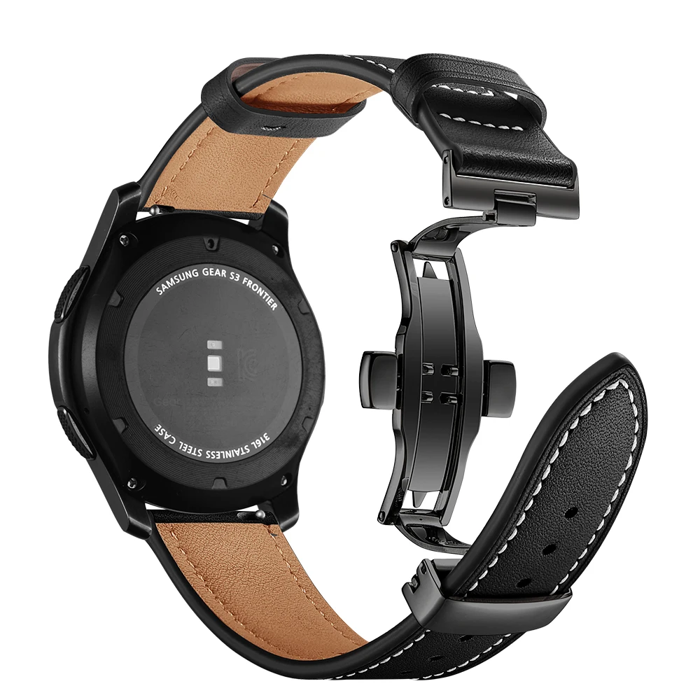 Leather Galaxy watch 46mm strap For Samsung Gear S3 Frontier 22mm watch band butterfly amazfit gtr 47mm huawei watch gt 4 strap image 4