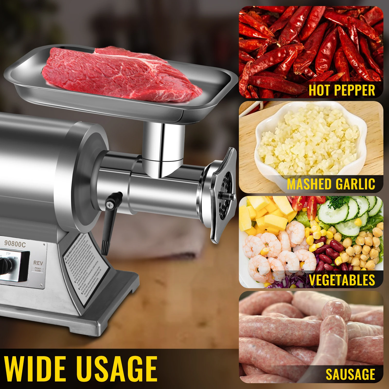 Vevor 250 kg/h máquina moedor de carne elétrica 1100w comercial portátil aço inoxidável chopper processadores alimentos eletrodomésticos