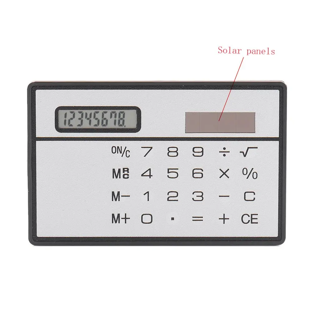 8 Digit Ultra Dunne Zonne-energie Rekenmachine Met Touch Screen Credit Card Ontwerp Draagbare Mini Rekenmachine Voor Business School