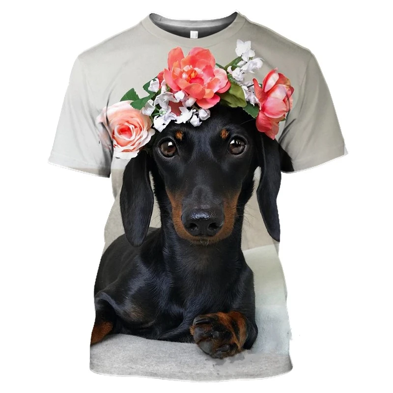 

3D T Shirt Print Tee Tops Oversized Women Cute Clothing Homme Short Sleeve Dachshund T-Shirt Teckel Shirts For Men's Dackel Dog