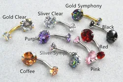 50PCS Surgical Steel Double AAA CZ Navel Belly Ring Button Bar Navel Rings Body Piercing Jewelry 14G Shine Navel Piercing
