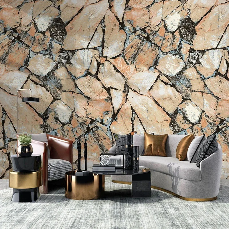 

Custom Any Size Mural Wallpaper Modern Light Luxury 3D Stereo Stone Wall Brick Creative Art Cafe Background Wall Painting Murals