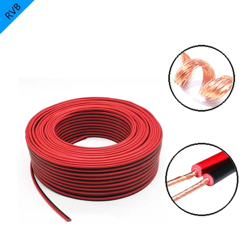 1Meter RVB Cable 2-Core 22/20/18/17/15/13/11/9AWG LED Wire Red and Black Parallel Wire Insulation Trumpet Extension Copper Cable