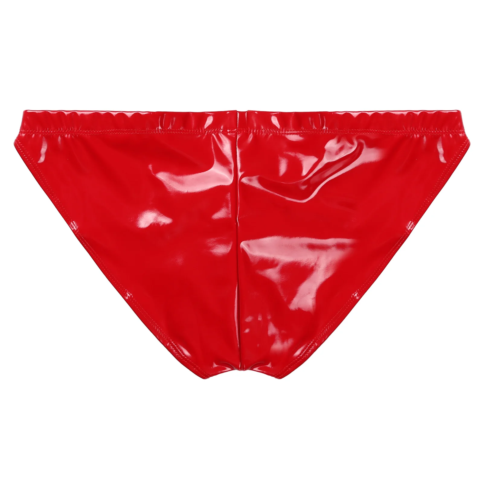 Mens Wetlook Hot Latex Patent Leather Underwear Glossy Lingerie Panties Elastic Waistband Bulge Pouch Briefs Low Rise Underpants