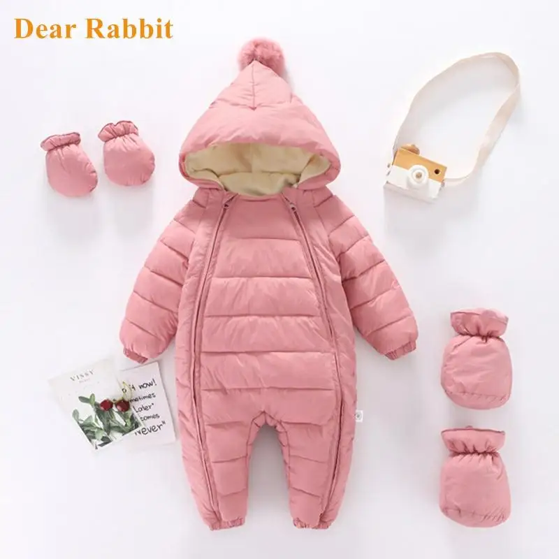 2024 new born Hooded Plus Velvet Warm Boys Snowsuit Toddler Snow Suit Baby Girl clothes Cotton Overalls Newborn Jumpsuit Rompers