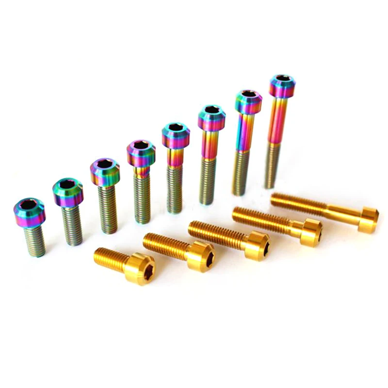 2 pces m8 * 1.25 comprimento da linha 15/20/25/30/35/40/45/50/55mm gr5 titanium hex soquete tampa parafusos de cabeça para a motocicleta