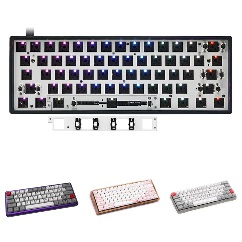 GK61 GK61x 60% Custom Mechanical Keyboard Rgb Switch Leds Hot Swapping Socket Powerful Software Type C Pcb Split Spacebar