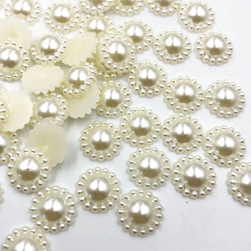 50pcs 9mm/13mm/20mm Beige Plastic Imitation Pearl Flatback No Hole Acessories