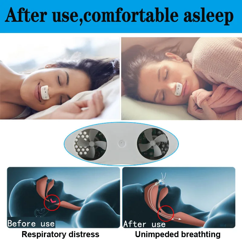 Upgrade Electric USB Anti Snoring CPAP Nose Stopping Breathing Air Purifier Silicone Nose Clip Apnea Aid Device Relieve Sleep