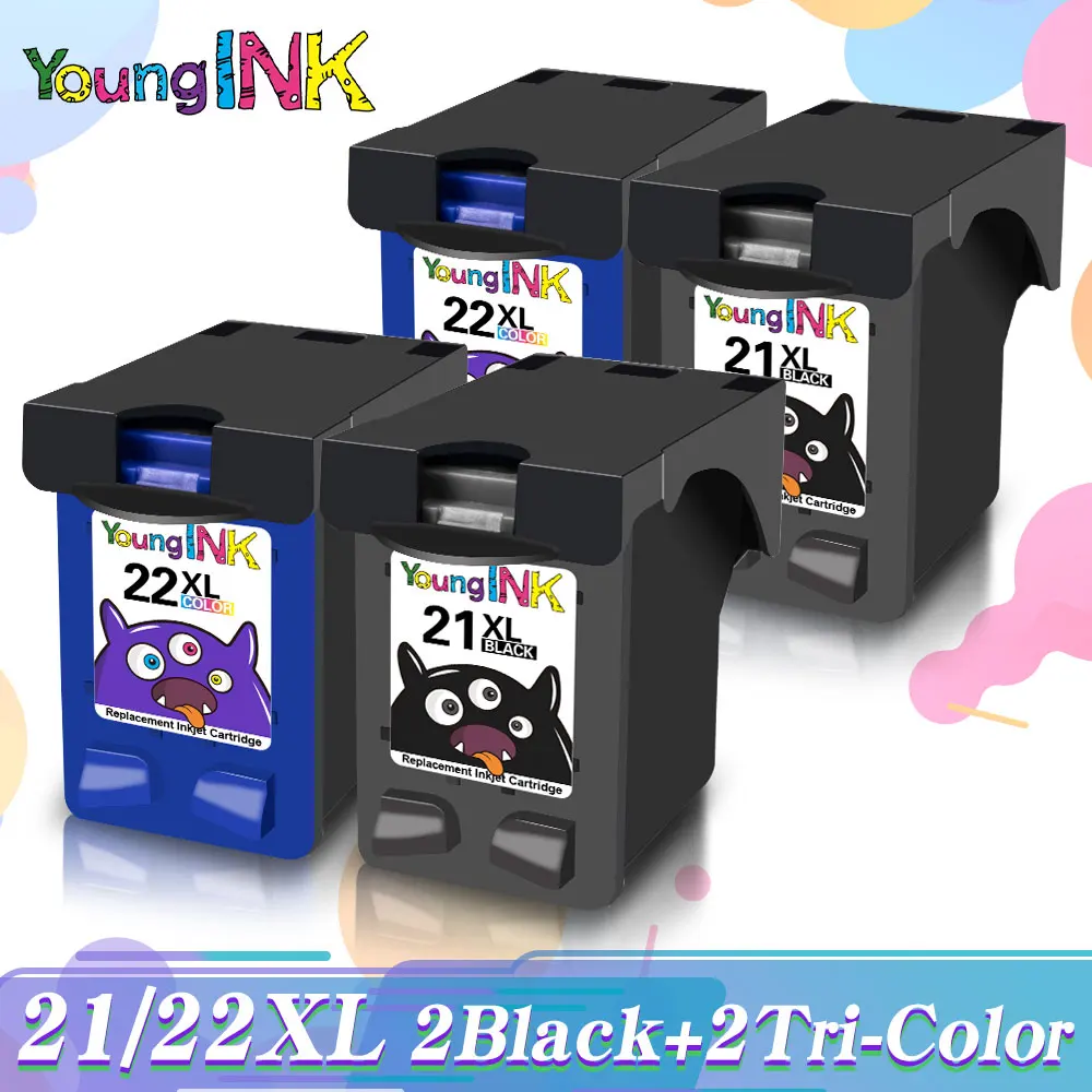 YOUNGINK 21 Cartridge Remanufactured replacement Ink Cartridge for HP 21 hp21 XL 22XL HP21 ink Deskjet F2180 F2280 F4180 Printer