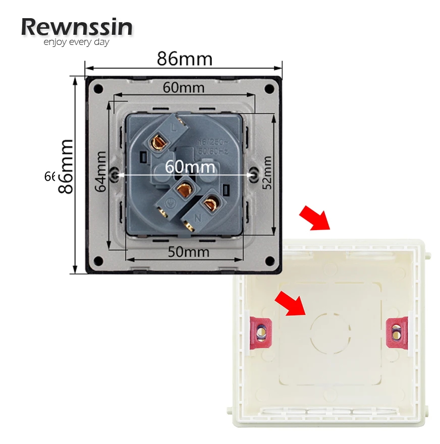 Push Key Switches,Screwless Rocker ON/OFF,1-4 Gang 1/2 Way Lamp Power Control Switch,Metal Panel 86 Type 16A Wall Light Switches