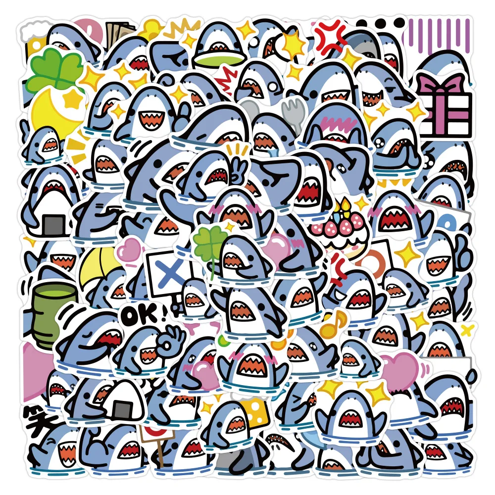 10/50/120PCS Kawaii Cute Shark Stickers Aesthetic Laptop Scrapbooking Water Bottle  Waterproof DIY Decal Sticker Packs Kid Toy