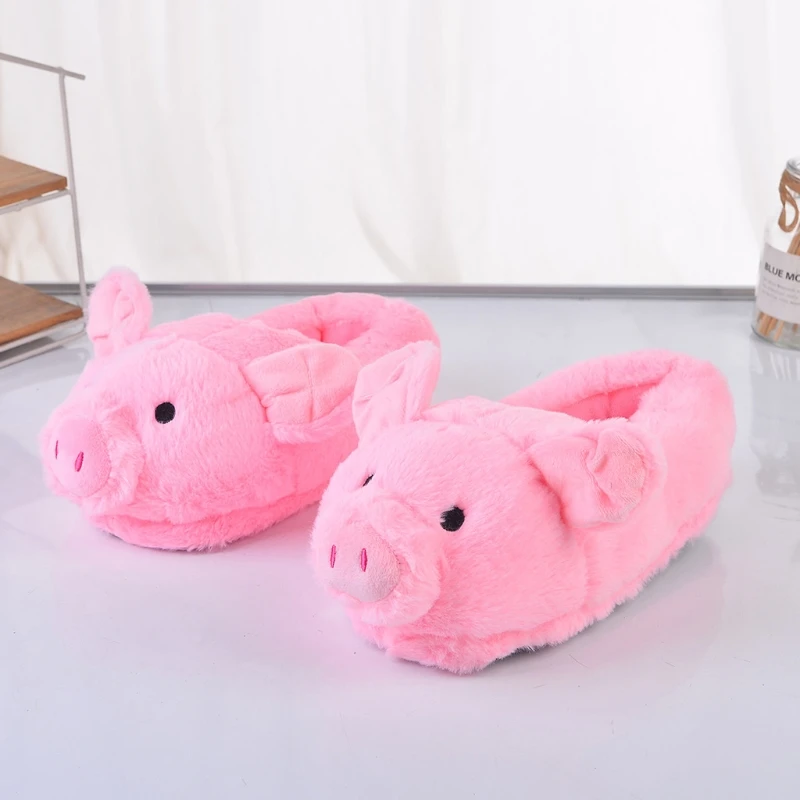 Cute Pink Toot Pink Pig Plush Slippers Home Indoor Piggy Soft Girl Heart Pig Pig Warm Cotton Slippers for Ladies