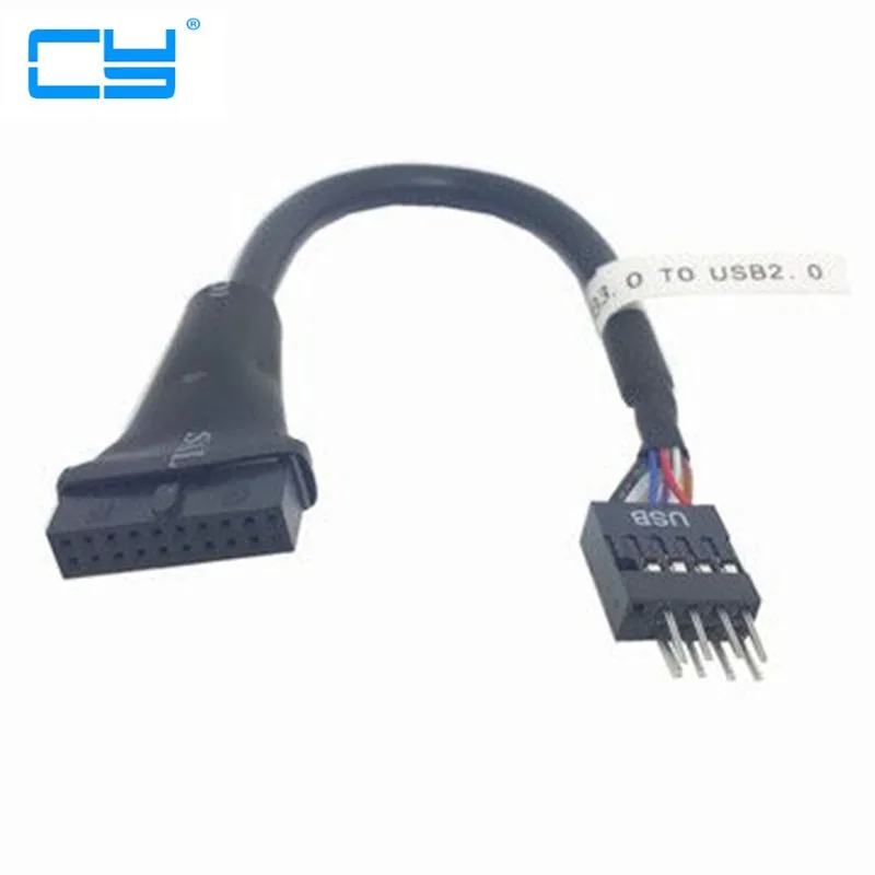 

USB 2.0 9pin Header Male to Motherboard USB 3.0 20pin Housing Female Cable 10cm